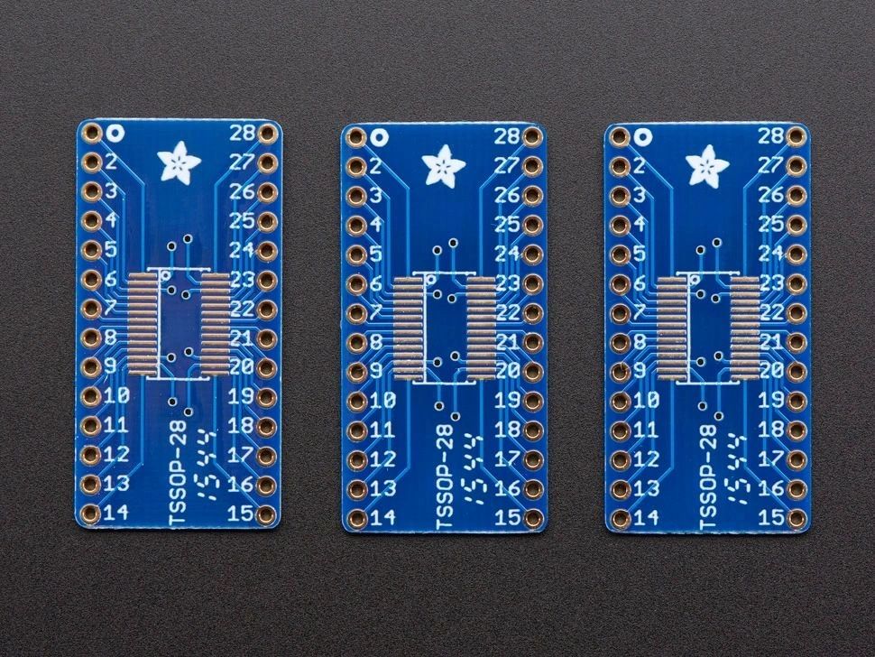SMT Breakout PCB for SOIC-28 or TSSOP-28 - 3 Pack!
